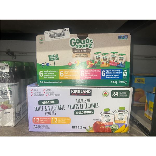 GoGo Squeez Organic Fruit Sauce and Kirkland Organic Fruit & Vegetable Pouches 24-Pack 2.2 kg