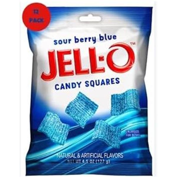 Jell-O Sour Berry Blue Candy Squares, 127 g, 12-Pack