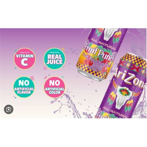 Arizona Fruit Punch Beverages, 23 Cans, 680mL Each