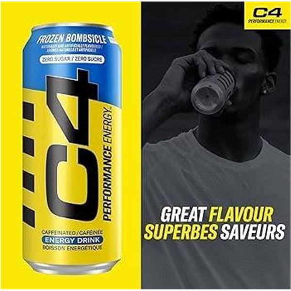 C4Zero Sugar  Energy Drink Frozen Bombsicle 473ml – Set of 11 Cans