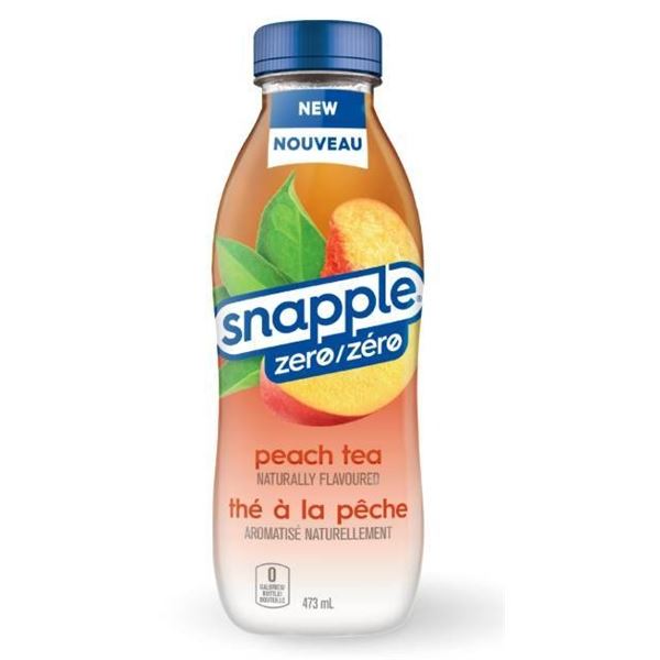 Snapple Zero Sugar Peach Tea, 473ml Bottles (Lot of 11)