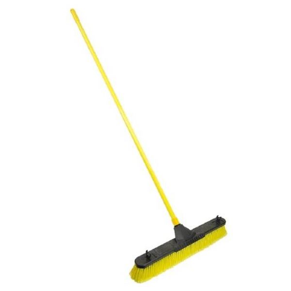 Quickie 24″ Heavy-Duty Push Broom with Steel Handle and Yellow Bristles