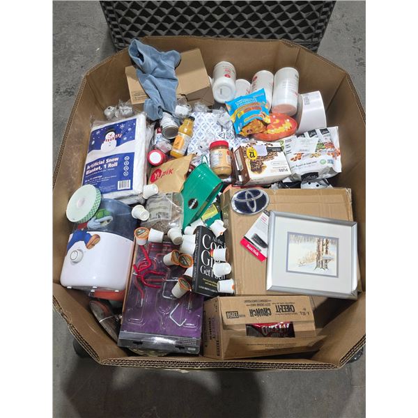 Pallet Box Lot Of Consumer Products Including Food, Supplements, and Miscellaneous Items