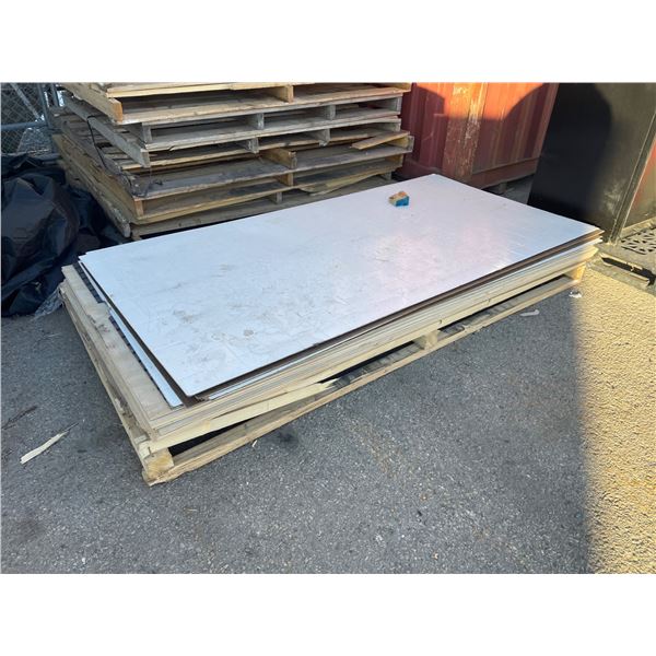 Mixed Pallet Lot of 8’x4′ Tile Wall Board and 1/8″ Plywood Wall Board App