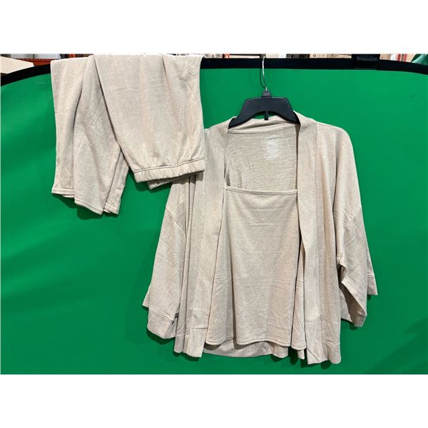 Lemon 3-Piece Tres Co Cozy Kimono Lounge Set, Size M/M