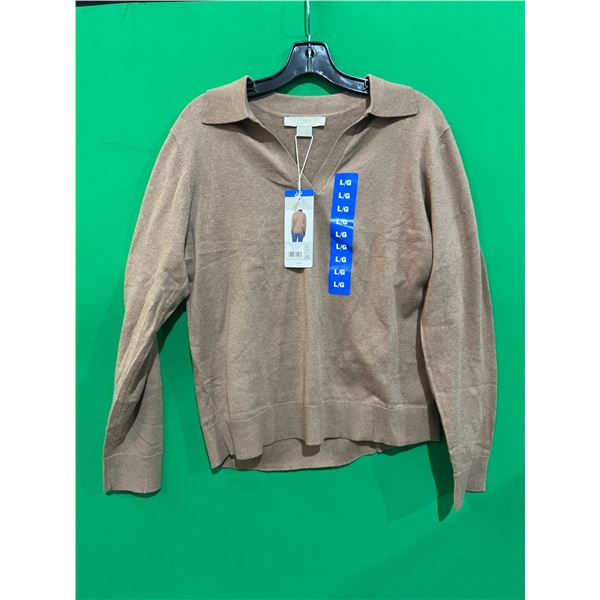 Loft Women’s Sweater with Collar in Brown, Size L/G