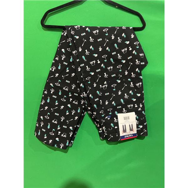 Swing Control Black More Than Golf Pants 34×32 with Golf-Themed Patterns