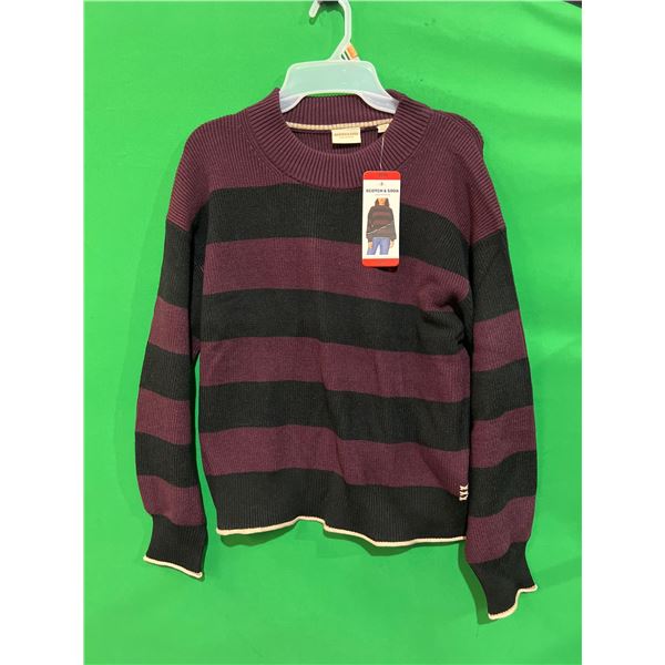 Scotch & Soda Women’s Medium Sweater In Black And Purple Stripe Pattern