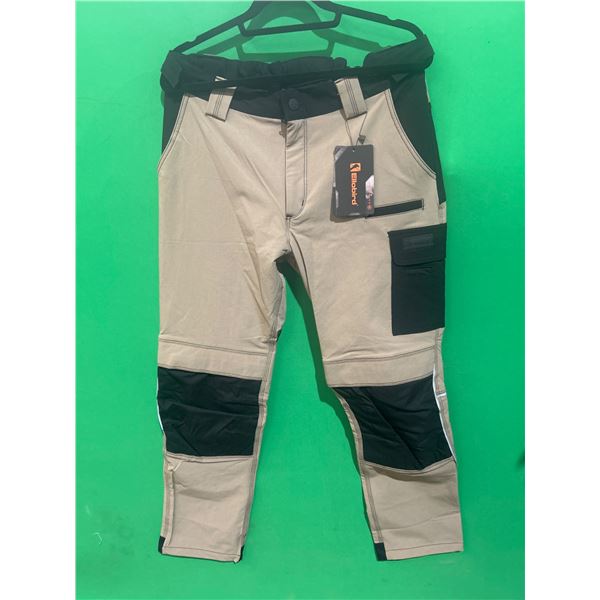 Ellobird Men’s Work Utility Pants, Carpenter Hayek, 34W x 32L, Beige/Black