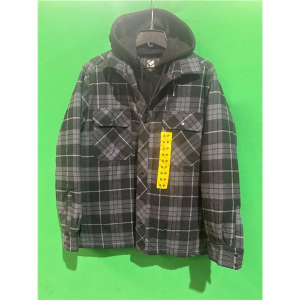 B.C. Clothing Co. Men’s Plaid Jacket with Hood, Size S/P