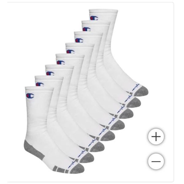 Champion 8-Pair Men’s Full Cushion Crew Socks