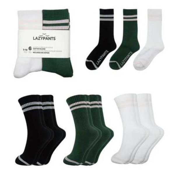 Lazypants Women’s Premium Socks, Cotton Blend, Size 5-10, Set of 6 Pairs