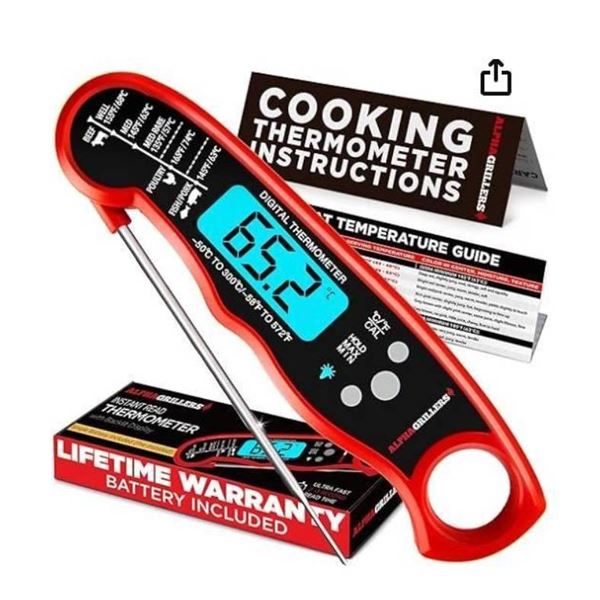 Alpha Grillers Instant Read Thermometer With Backlit Display, Model UM3112
