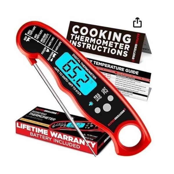 Alpha Grillers Instant Read Thermometer With Backlit Display, Model UM3112