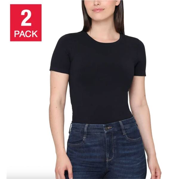 Tahari Ribbed Cotton Short Sleeve T-Shirts 2-Pack, Size S/P