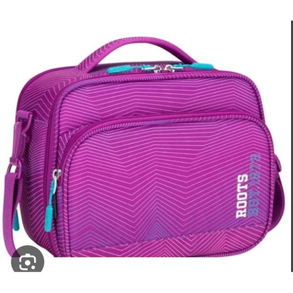 Roots Insulated Lunch Bag in Purple with Multiple Compartments