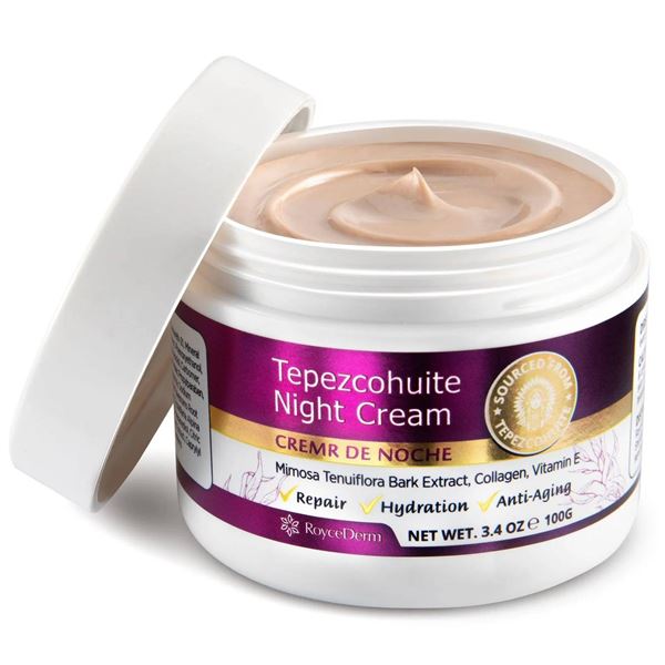 RoyceDerm Tepezcohuite Night Cream, 3.4 oz (100g), Anti-Aging and Hydrating Formula