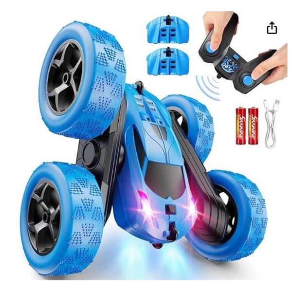Qunreda Remote Control 4WD Stunt Car with 2.4GHz Radio System and LED Lights