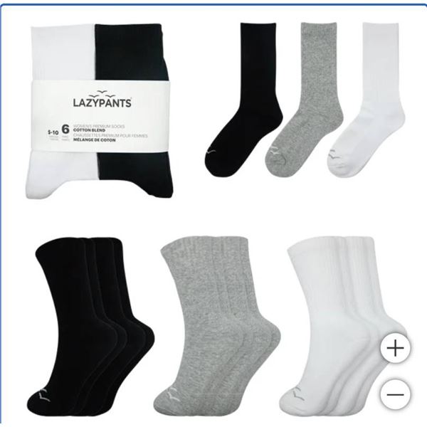 Lazypants Women’s Premium Cotton Blend Socks, 6 Pairs, Size 5-10