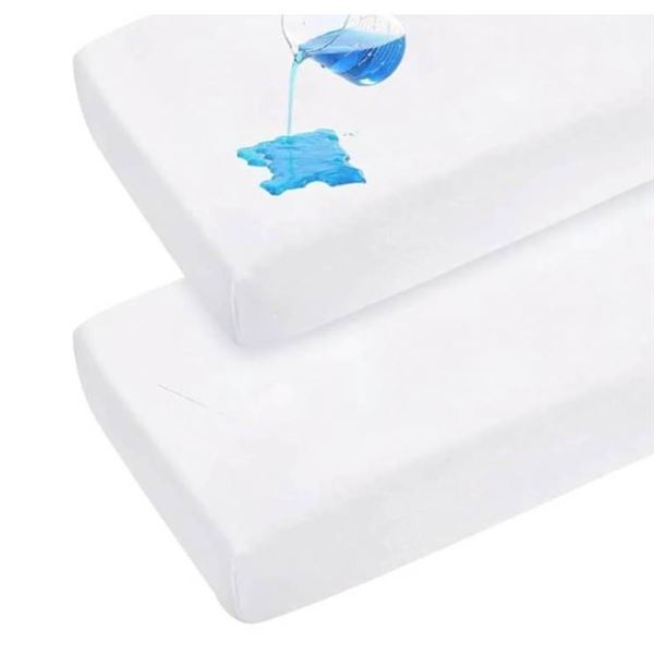 Premium Waterproof Crib Fitted Mattress Protector: 2 Pack Toddler and Baby Crib Mattress Protector C