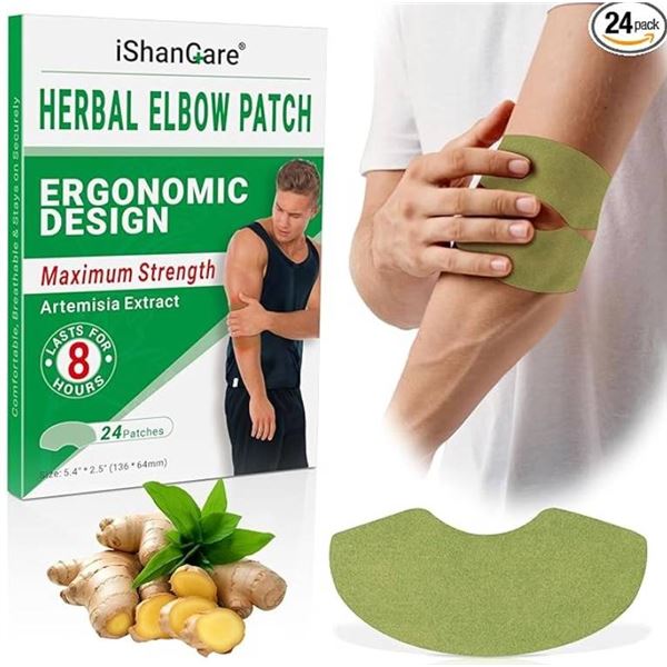 IShanCare Herbal Elbow Patch with Ergonomic Design, 24 Patches