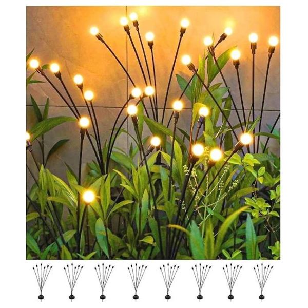 SIOTMERA 8 Count Solar Lights Outdoor Waterproof IPX5, Solar Garden Lights, Wind Swaying Firefly Lig