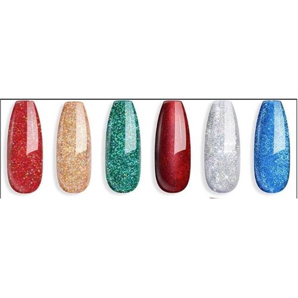 Modelones 6-Color Nail Polish Set with Glitter Finish, 5ml Bottles
