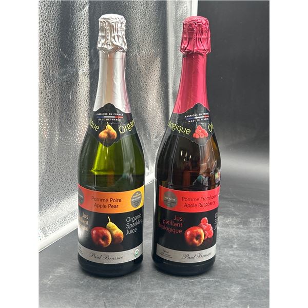 Paul Brassac Organic Sparkling Juice Collection – Apple Pear and Apple Raspberry, 750 mL Ea