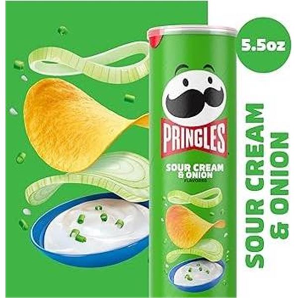 9 Pringles Sour Cream and Onion Flavored Chips, 156g Each