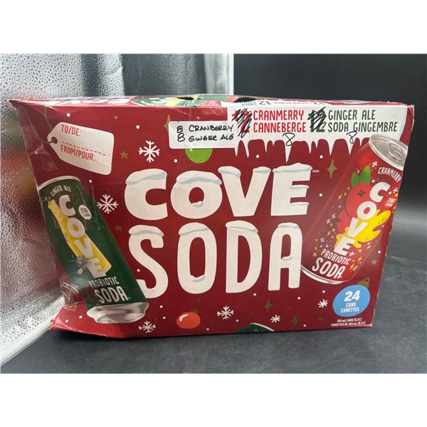 Cove Probiotic Soda 8 Cranberry and 8 Ginger Ale, 16 Cans, Zero Sugar