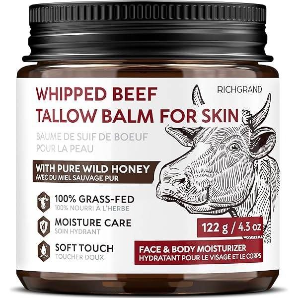 Richgrand Whipped Beef Tallow Balm for Skin, 122 g, Pack of 2