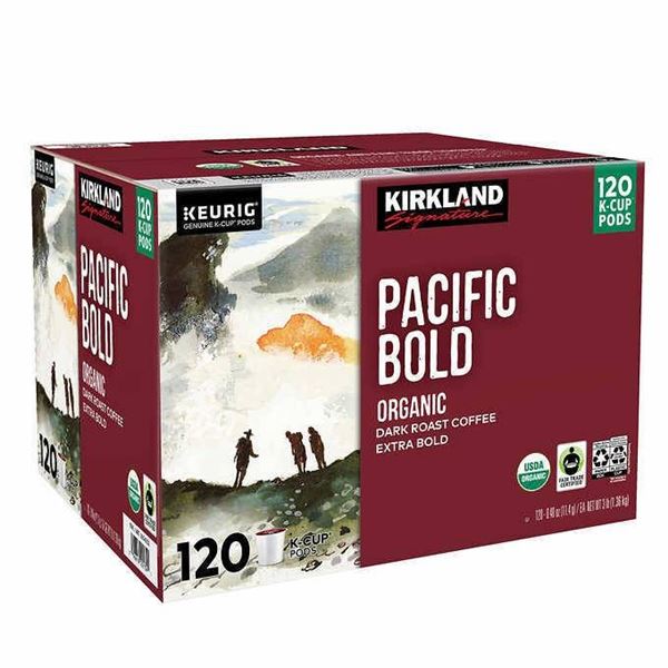 Kirkland Signature Pacific Bold Organic Extra Dark Roast Coffee Pods, 120 Count