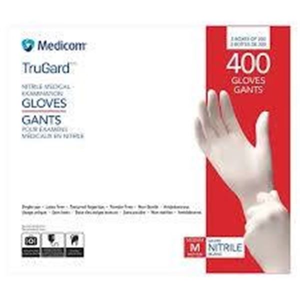 Medicom Trueguard Synthetic Nitrile Gloves, 400 Count, Size Medium