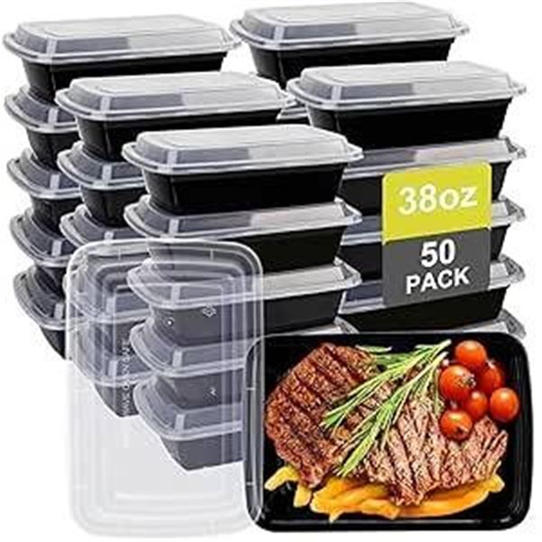 50-Pack Meal Prep Containers With Lid 38oz – Model X00143AUV
