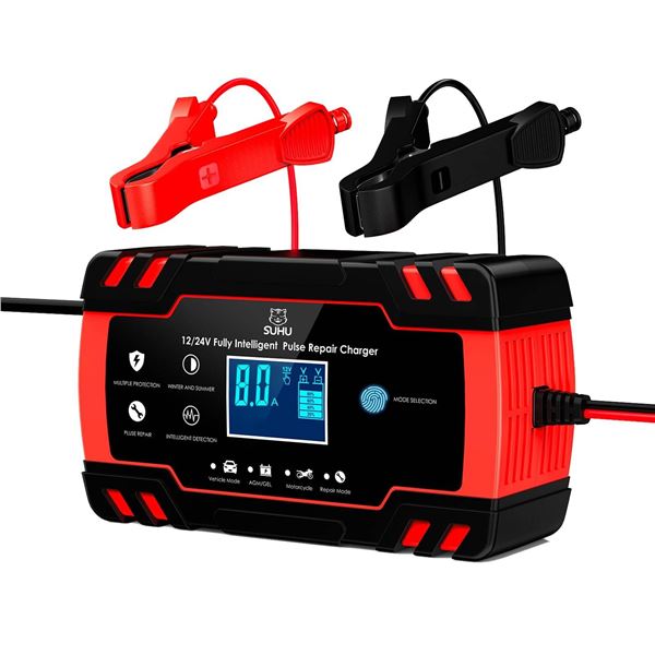 12V 8A – 24V 4A Pulse Repair Battery Charger with Microprocessor Control