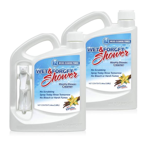 LOT OF 2 Wet and Forget Shower Cleaner, Vanilla Scent, 64 fl oz