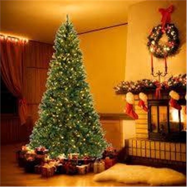 7.5 Ft Artificial Christmas Tree with Lighting and Stand