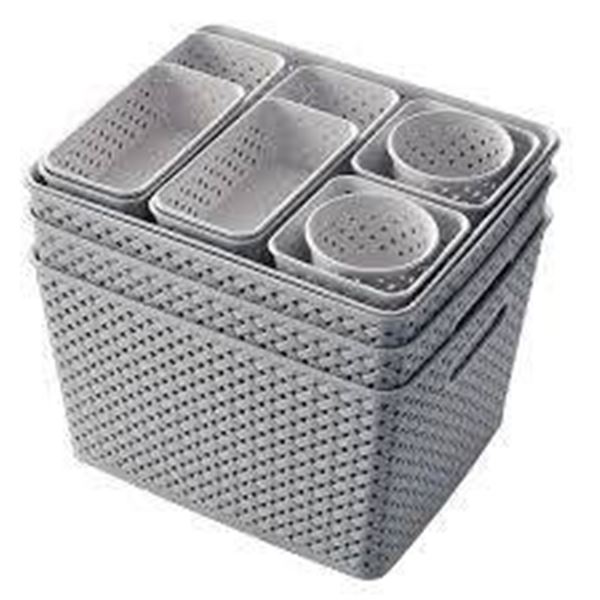 Honest Goods 14-Piece Storage Basket Set with Gray Weave Design