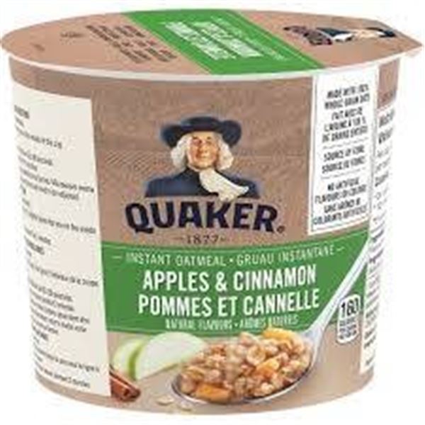 Quaker Instant Oatmeal Apples and Cinnamon 43g Cups 12 Count