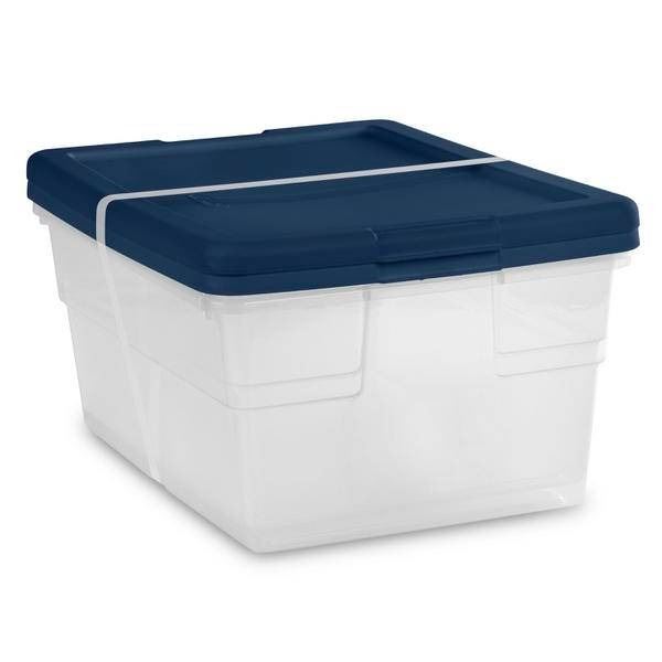 Sterilite 16 Quart Storage Container Set of 2 with Marine Blue Lids