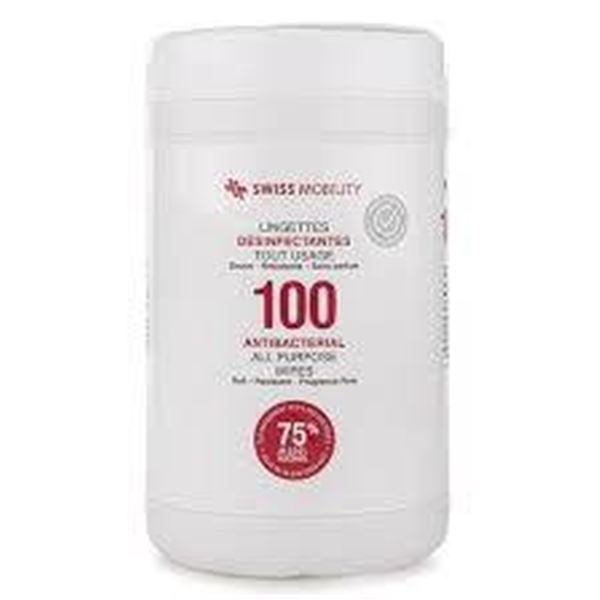 Swiss Mobility 12 x 100 Antibacterial All-Purpose Wipes, 75 Percent Alcohol