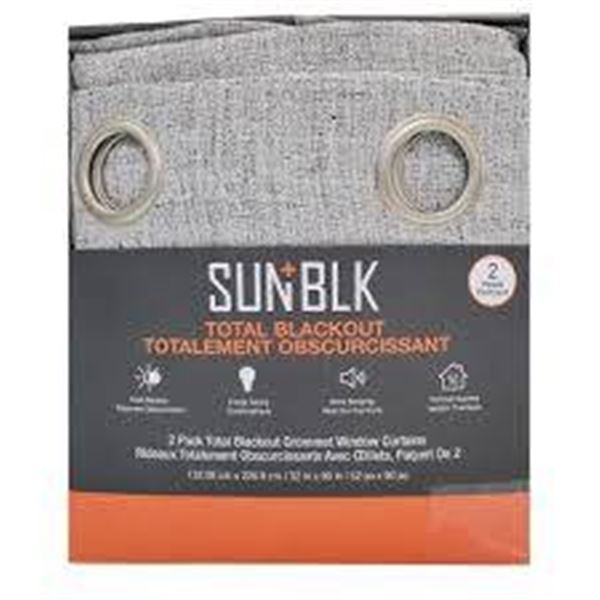Sun+Blk Total Blackout Grommet Window Curtains – 2 Pack, Gray