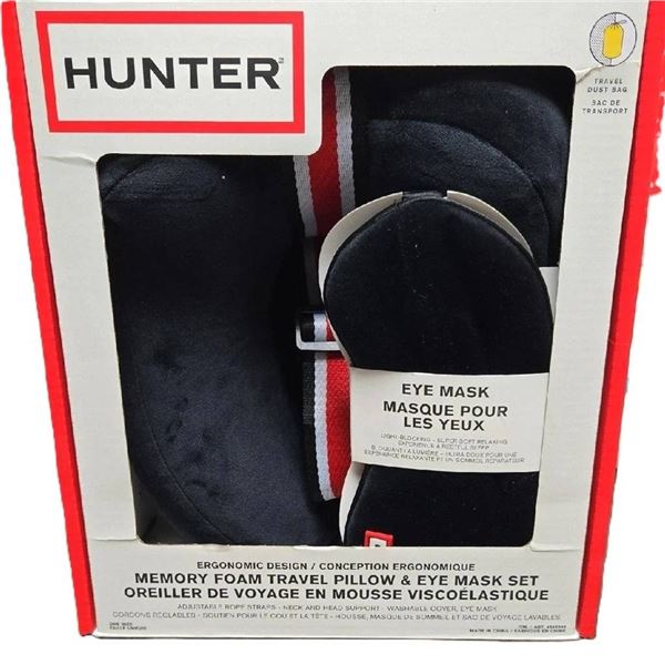 Hunter Memory Foam Travel Pillow and Eye Mask Set