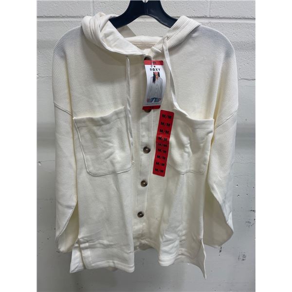 Roxy Women’s Hooded Button-Front Shirt in White, Size M/M