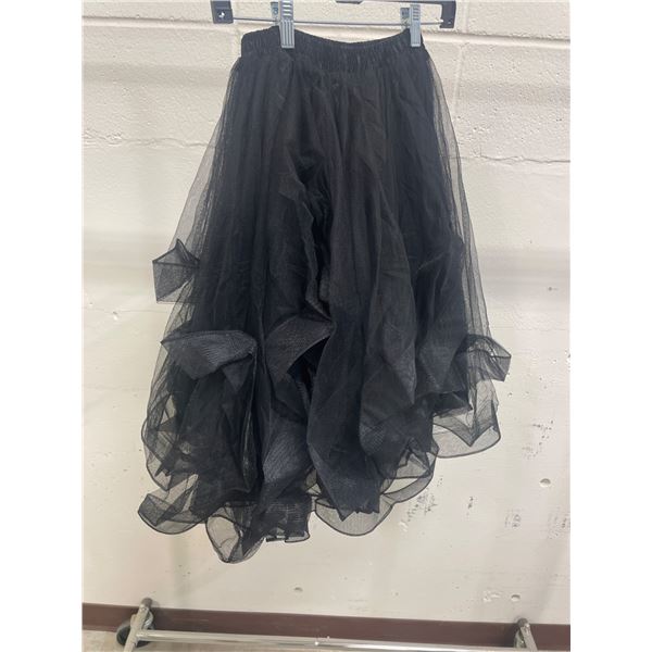 Women’s Black Layered Mesh Skirt with Elastic Waistband