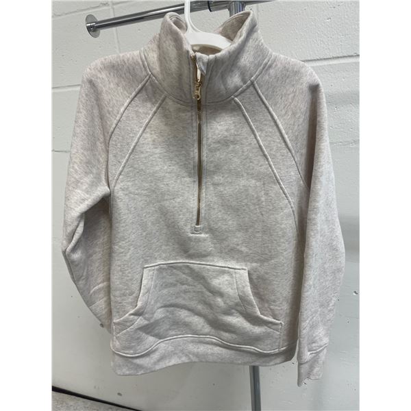 Danskin XS Quarter-Zip Pullover Sweatshirt in Beige