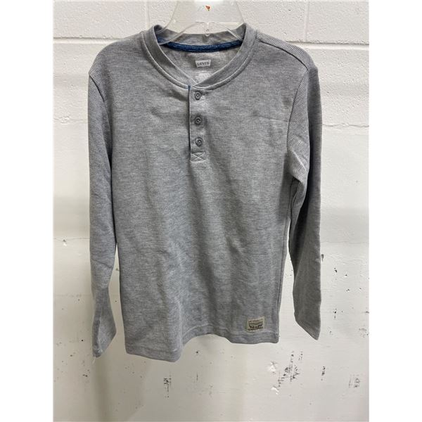Levi’s L 10/12 Gray Long Sleeve Henley Shirt With 50% Cotton 50% Polyester Blend