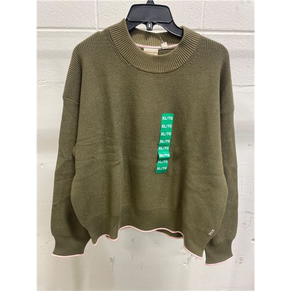 Scotch & Soda XL/TG Sweater in Olive Green Ribbed Knit
