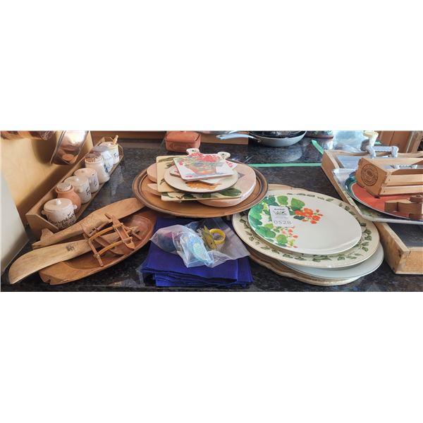 Serving Trays, Lazy Susan serving utensils, more A
