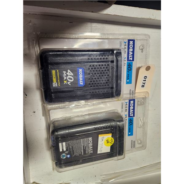 New Kobalt 40 Volt Lithium Batteries - Set of 2